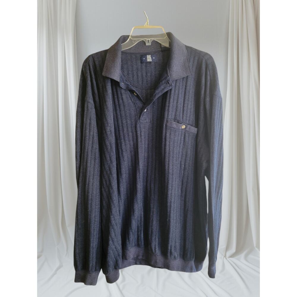 Oak Creek Mens Sweater Size 2XLT dadcore Granddad Long Sleeve Soft Color Blue